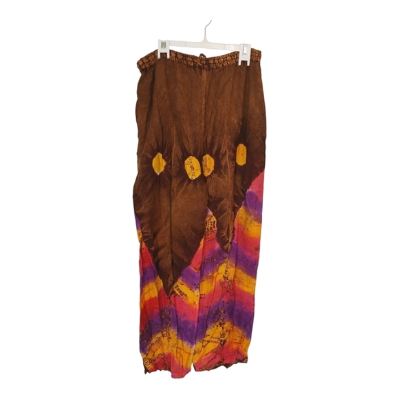 Papillon Tie Dye Summer Pants Multicolor Brown Orange Medium - Picture 3 of 3